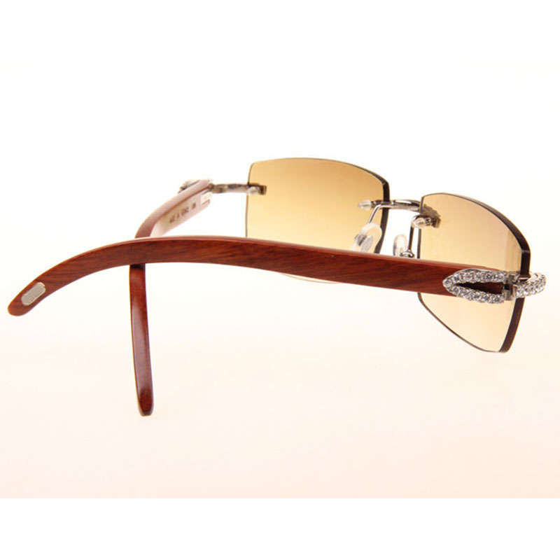 Cartier 3524012 Diamond Wood Sunglasses In Silver