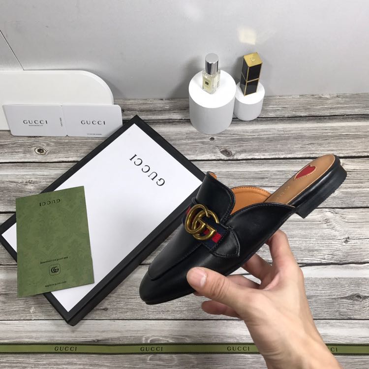 Gucci princetown leather slipper with double g deals